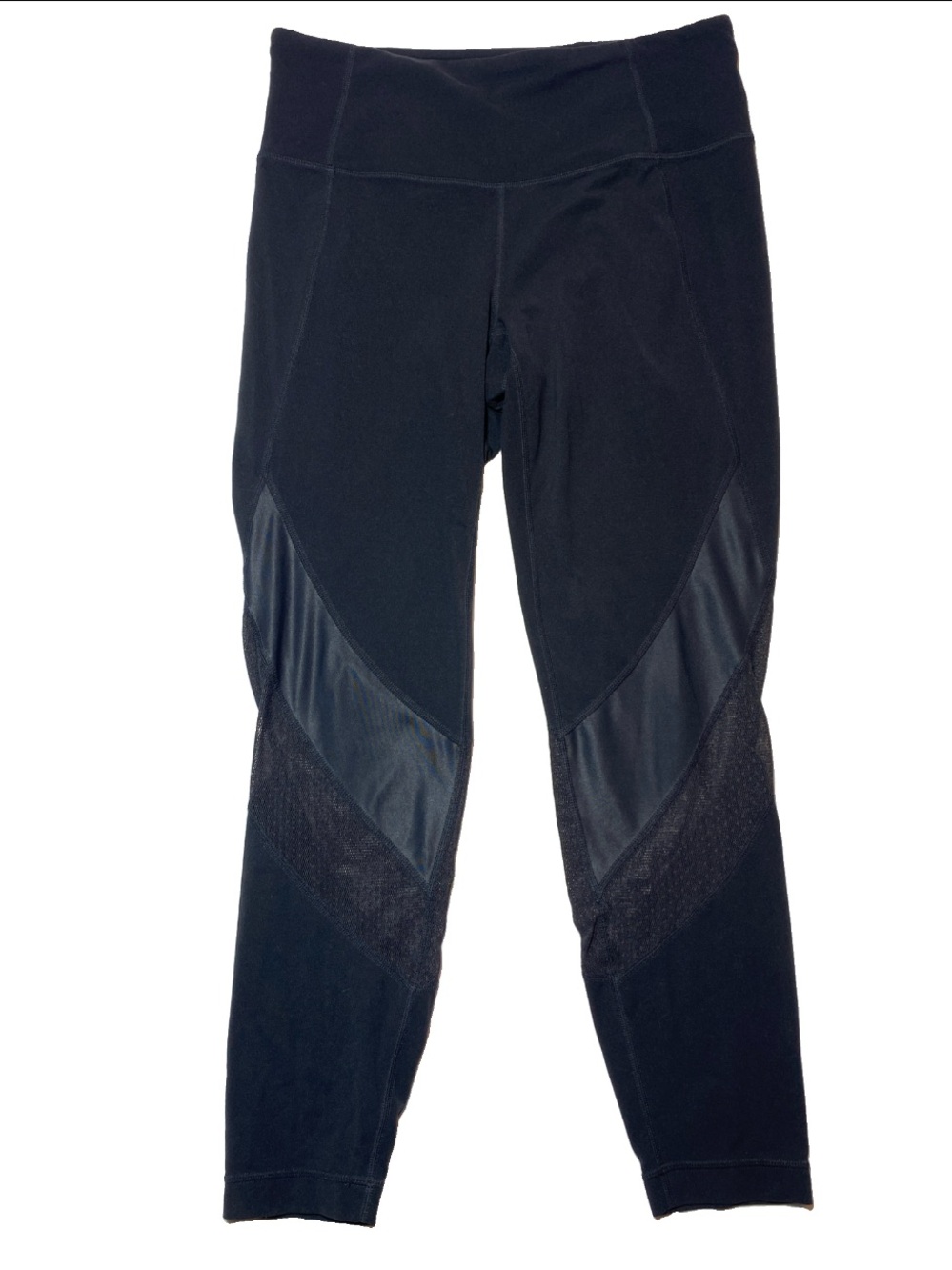 Athleta Salutation Mesh Shine 7/8 Leggings Black Size Medium